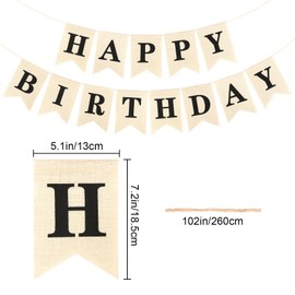 Burlap Black Happy Birthday Banner Reusable Happy Birthday Sign for Backdrop Black Birthday Decorations for Men Women Birthday Party Sign 1st 16th 24th 30th Banner Garland