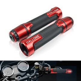 22MM 7/8'' Universal Motorcycle Handlebar Grips with Grip Ends Hand Grips Compatible with GSXR GSX-R YZF R1 R3 R6 R6S R25 R125 600R CBR CB650R Dirt Bike KXF KLX CRF MT01 MT03 MT09 MT10 Red