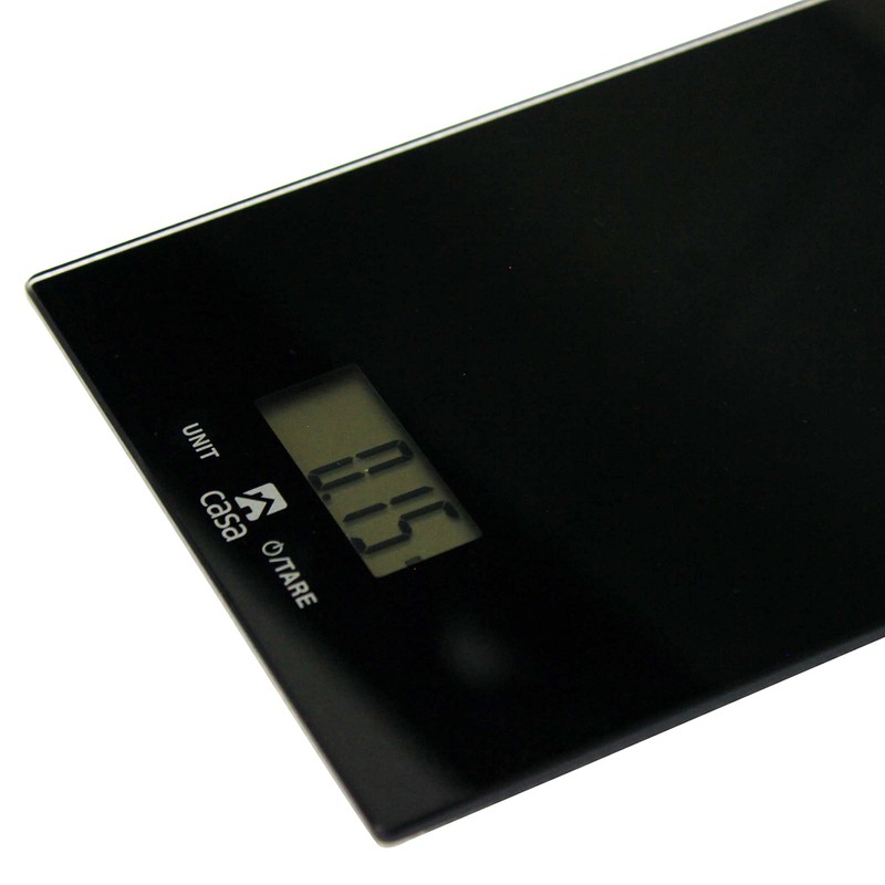 Digital Food Kitchen Scale (Black) - 4mm Glass Scale with