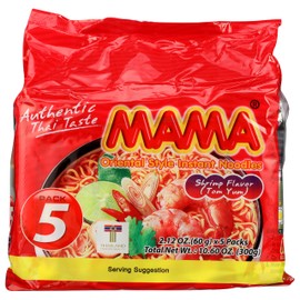 Mama Oriental Style Instant Noodles, Shrimp Flavor, 5 Count, 10.58 Ounce (Pack of 6)