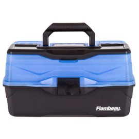 Flambeau Outdoors 6383FB 3-Tray Tackle Box - Classic Fishing Lure Storage Organizer, Large Portable Tackle Box, 32 Tray Compartments, Frost Blue/Black