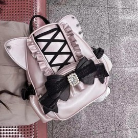 ZYOOFOV Women's Mine-Based Backpack, Bowknot with Cat Ears, Mini Ruffle Backpack, Girl, Cute, Gal Style, Gothic Lolita, Girl, Princesses, Mass Production, Light Blue System, Angel Neighborhood,