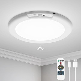 VIIVUU Battery Operated Ceiling Light LED Motion Sensor Rechargeable Ceiling Lamp Ultra-Thin with Remote Wireless for Home
