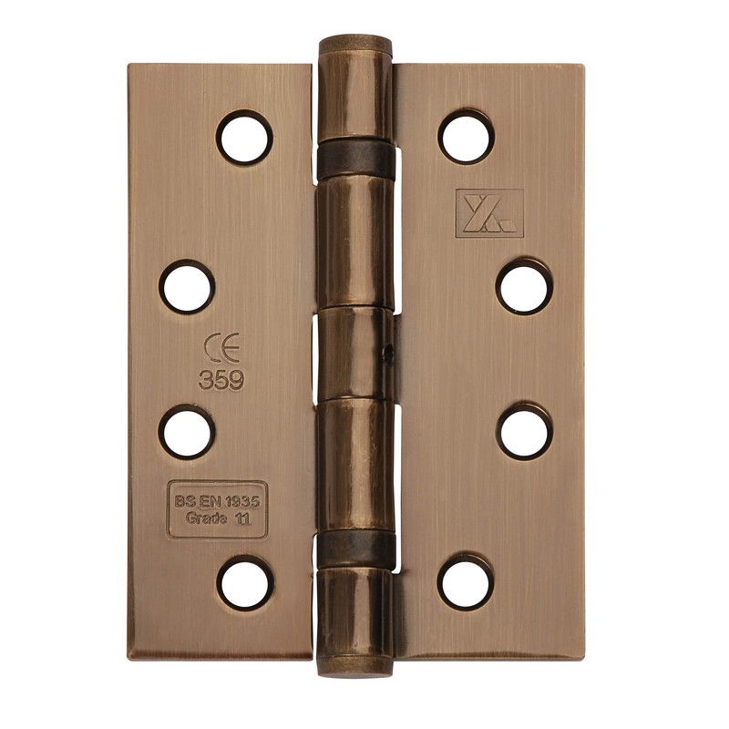 Excel XL869-ANB Pair of 4" Grade 11 Door Hinges, Antique