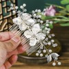 BERYUAN Rhinestone Pearls Wedding Hair Comb Flower Leaf Rinestone Bridal