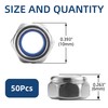M6 x 1.0mm Nylon Insert Hex Lock Nuts 50Pcs 304