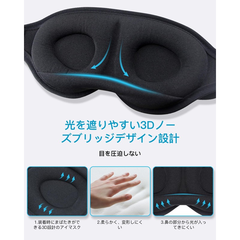 (Unisex) Eye Mask for Sleep, 3D Shape, Blindfold, Sleep Safe,