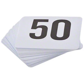 ROY TN 1 50 -Royal Industries - Juego de tarjetas de número 1-50 de plástico, 10,06 x 10,16 cm, base blanca con números negros