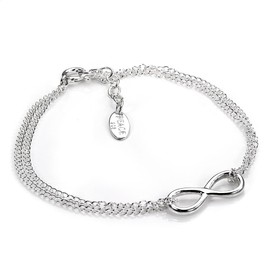 Sterling Silver Rolo Chain Adjustable Bracelet with Large Infinity Charm