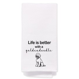 Goldendoodle Gifts for Women – 16x24 Inch Cute Golden Doodle Waffle Hand Towel for Bathroom/Kitchen, Doodle Kitchen Dish TeaTowel, Funny Novelty Gift for Dog Mom/Pet Lovers