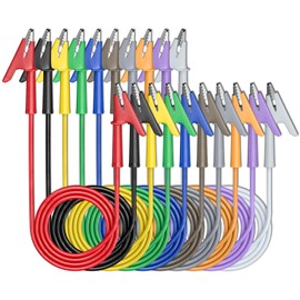 Cleqee Crocodile Clips Test Cable Two Ends Crocodile Cable, Pack of 10, 1 m