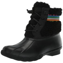 Sperry Mens Shoes Women's Saltwater Sherpa Rain Boot, Rainbow Black, 5