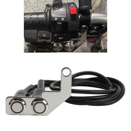 Motorcycle Handlebar Switch, Universal LED Motorcycle Headlight Switch, Stainless Steel Fog Light ON Off Switch Button with Bracket for Electric Bike (Blue Light Left Hand)