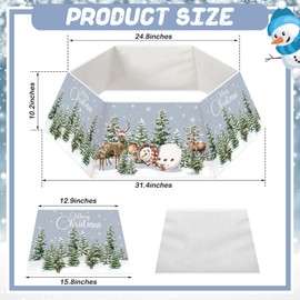 Realspring Christmas Tree Collar Elk Snowman Christmas Tree Skirt Christmas Tree Stand Base Cover Christmas Tree Mat Box for Christmas Xmas Tree Decorations Holiday Party 31.4 Inch