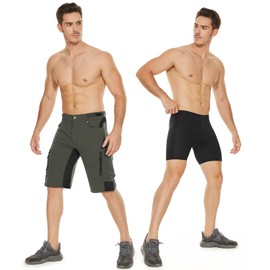 Cycorld Men's MTB Cycling Shorts, Quick-Drying Mountain Bike Shorts with 4D Seat Padding, Elastic, for Outdoor Sports