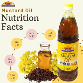Rani Mustard Oil (Kachi Ghani) 33.8 Ounce (1 Liter) Pack of 2, NON-GMO | Gluten Free | Vegan | 100% Natural | Kosher