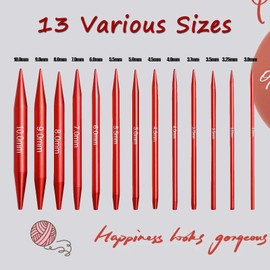 Interchangeable Circular Knitting Needle Set, 3.0-10.0 mm Circular Knitting Needles, Aluminium Circular Knitting Needles with Ergonomic Handles, Accessories, Interchangeable Crochet Hook for Knitting