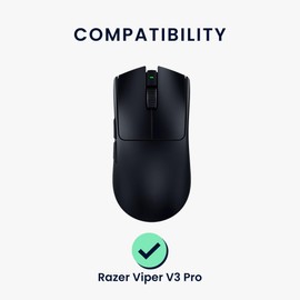 kwmobile Mouse Feet Replacement Compatible with Razer Viper V3 Pro Computer Mouse Skates Sticker - Black