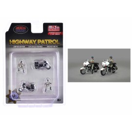 DCD Limited Edition 4-Piece 1/64 Scale Diecast Figure Set 'Highway Patrol' 2 Figures 2 Motorcycles 3600 Pieces Worldwide Metal