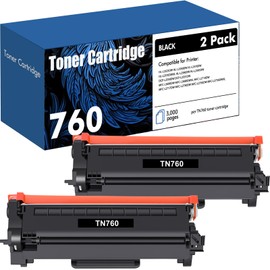 TN760 TN-760 High Yield Black: 2 Pack Compatible for Brother TN730 TN 760 Toner Cartridge for MFC-L2710DW HL-L2395DW MFC-L2750DW HL-L2370DW HL-L2390DW DCP-L2550DW HL-L2350DW Printer