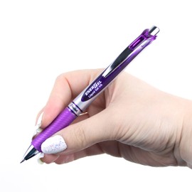 Pentel EnerGel Retractable Liquid Gel Rollerball, 0.7mm Medium Point, Violet Ink, 3 Pens + 4 Refills