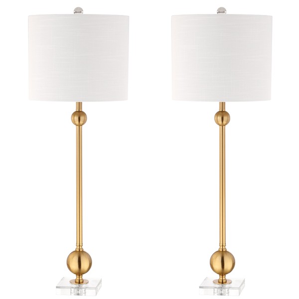 JONATHAN Y JYL2010A-SET2 Hollis 34" Metal LED Lamp Modern,Contemporary,Glam,Mid-CenturyModern for Bedroom, Living Room, Office, College Dorm, Coffee Table, Bookcase, Brass, 2 count