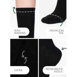 LAETAN Women's Rayon from Bamboo Dress Socks, Mid-Calf, Seamless, Soft Business Socks, Size: 6-9, Color: Black, 3 Pairs