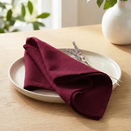 PurpleEssences Juego de 12 servilletas de Tela para Cena, 100% algodón, 18 x 18, Suaves, duraderas, Lavables, Ideales para Fiestas en la Granja, otoño, Acción de Gracias, Halloween - Borgoña