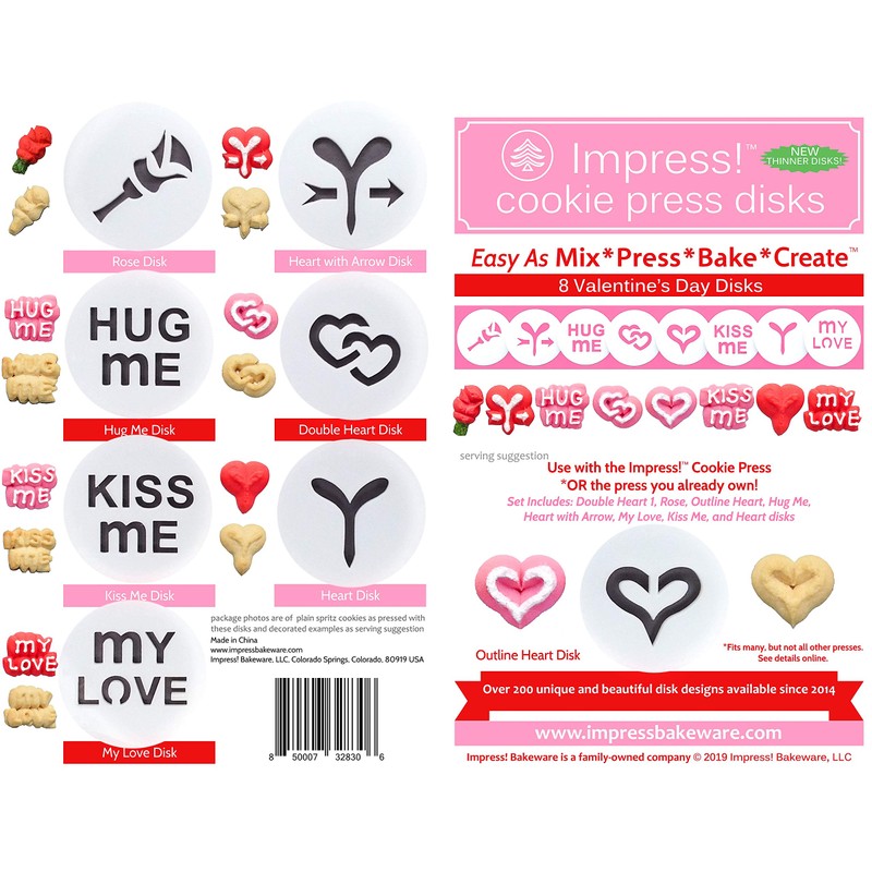 Valentine's Day 8 Disk Set for Cookie Presses