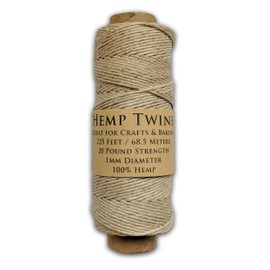Hemptopia Hemp Twine Spool - 225 Feet of 1mm 100% Hemp Twine Natural Bead Cord in Your Choice of Color (Natural) - 20lb Test Strength - Perfect for Jewelry Making and Arts and Crafts