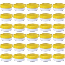 30 ointment containers, cream containers, ointment pot, flat, 12 ml contents with yellow lid, made in Germany