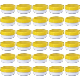 30 ointment containers, cream containers, ointment pot, flat, 12 ml contents with yellow lid, made in Germany