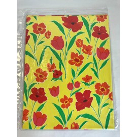 NOS 1980's Vtg floral Yellow Red Tulips Poppies Pink Colorful Gift Wrap Paper