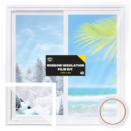 1.5m x 4m Window Insulation Film Kit for Winter & Summer, Weatherproofing Window Insulation Kits, Double Glazing Film for Windows,Window Draft Excluder Film, Window Cold Blocker, Thermal Window Film