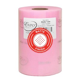 Expo International Matte Decorative Tulle Roll, 6 Inch x 100 Yards, Pink