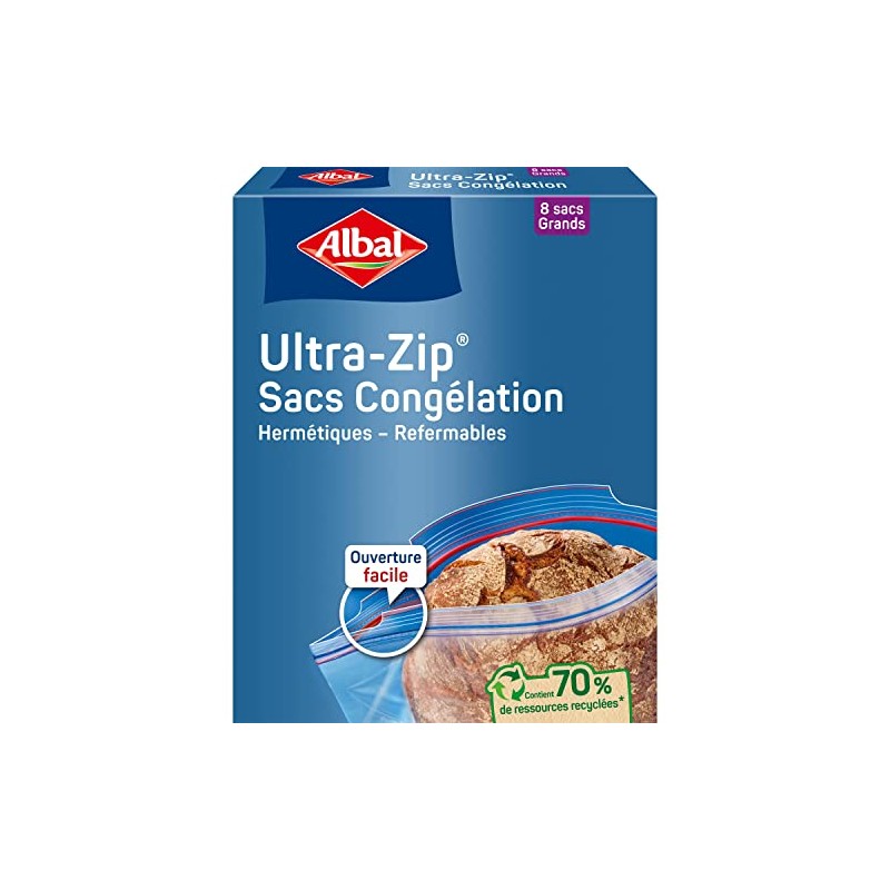 Albal - 8 Ultra Zip Freezer Bags - Large Model