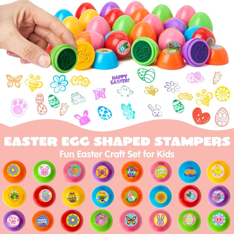 JOYIN 24 Piece Stamp Set, Toy for Easter Eggs Hunting