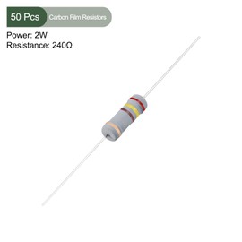 YOKIVE 50 PCS Carbon Film Resistors, 2W 240 Ohm 5% Tolerances Resistor, Good for DIY Electronic Projects (4 Color Band, 2.46x0.19-Inch)