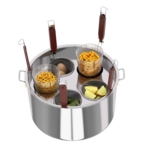 Lukar Pasta Pot With Strainer Basket,Large 5 Holes Pasta Pot