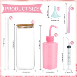 GEWOSI Snow Globe Tumbler 16 Oz Double Wall with Lid and Snow Globe Tumbler Supplies for Glitter Globe Kit DIY Glass Cup Gift Contains Plastic Squeeze Bottle Small Funnel Tweezers Bent Syringe