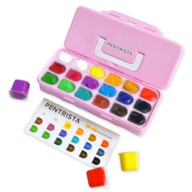 PENTRISTA 18-Color Jelly Gouache Paint Set (30ml Tubes) with Carry Handle – Vibrant, Non-Toxic Water-Based Paints for Artists, Students, & Kids – Portable Art Supplies for Travel & Studio (Pink)