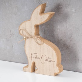 levandeo Easter Bunny Happy Easter Decoration Rabbit Height 20 cm Mango Wood Natural Figure Table Decoration Spring Stand