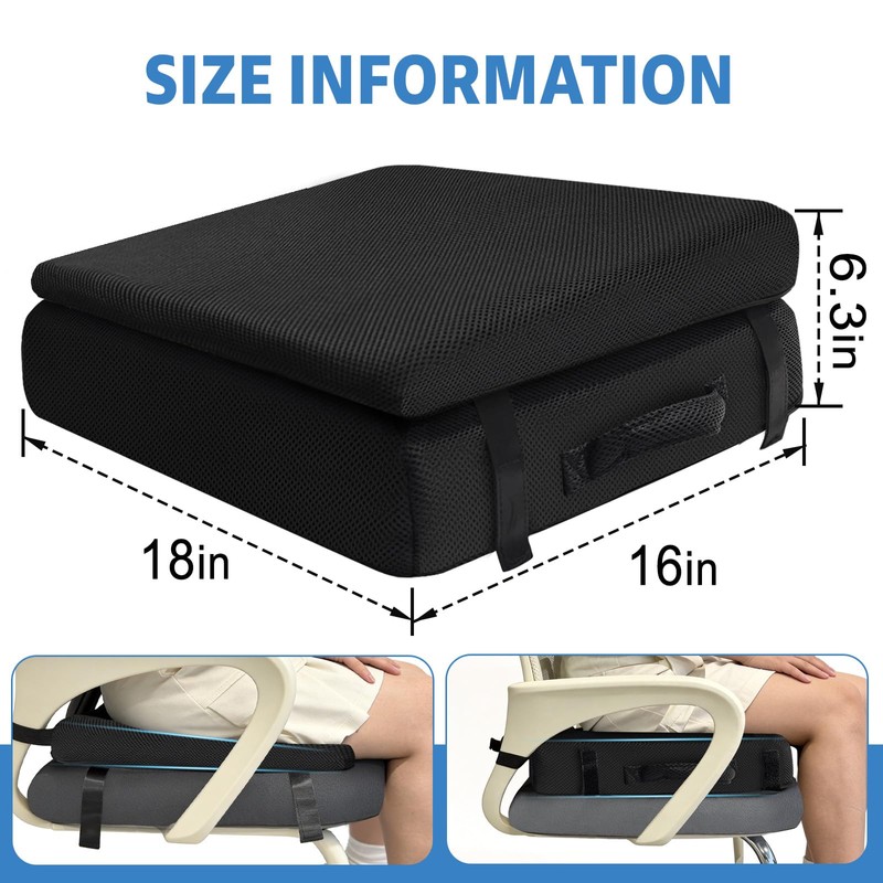 2-in-1 Adjustable-Height Hip Cushion Post Surgery for Long Sitting Thick