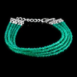 Natural Green Onyx Gemstone Layered Brads Bracelet, Micro faceted 5 Strand, Energy Stone, Healing Crystals, Silver Plated, Adjustable, Women Jewelry, Birthday, Christmas Gift