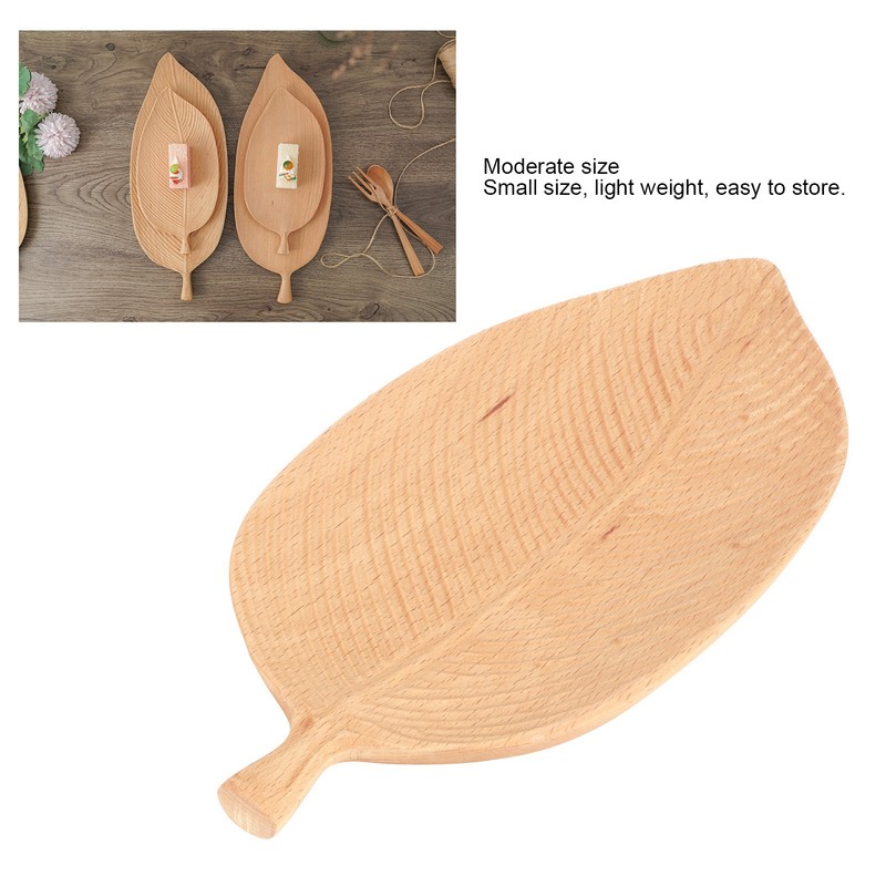 Leaf Shape Wood Plate Storage Trays Tea Tray Dessert Dinner
