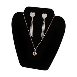 BNREOZA 1 Piece Velvet Jewellery Stand Necklace Earrings 3D Jewelry Chain Organizer Small Combination Necklace Holder for Display