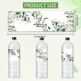 PH PandaHall 30pcs Thank You Water Bottle Stickers, Flower Leaves Bottle Labels Decorative Bottle Wrappers Waterproof Bottle Wraps for Wedding Bridal Showers Birthday Party Favors Celebration
