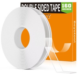 Double Sided Tape Heavy Duty, Double Sided Nano Mounting Tape (160 INCH), Clear Two Sided Adhesive Tape, Removable Picture Hanging Wall Tape Strips, Carpet Decor Poster Tape for Home Office Outdoor