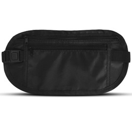 Vesaneae Slim RFID Blocking Waist Pack, Black Hidden Wallet, Anti-Theft Bum Bag, Fanny Pack for Women and Men for Money ID Cards Passport