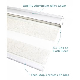 Cordless Window Shades Zebra Blinds Dual Layer Roller Sheer Shades Light Control for Windows and Home, 34" W x 72" H Faux Linen, Easy to Install